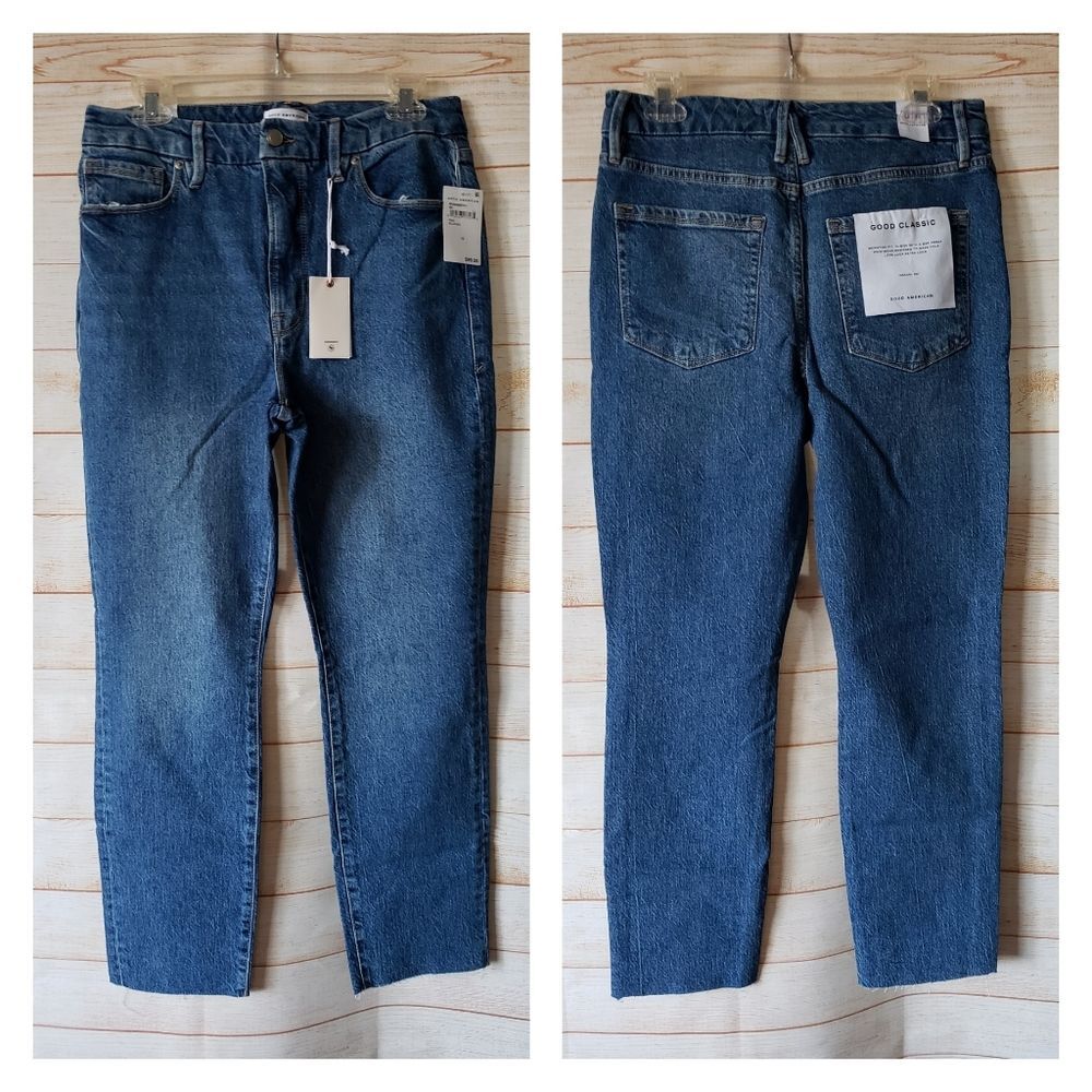 Good American Good Classic High-Rise Stretchy Jeans in Blue940 Size 12/31